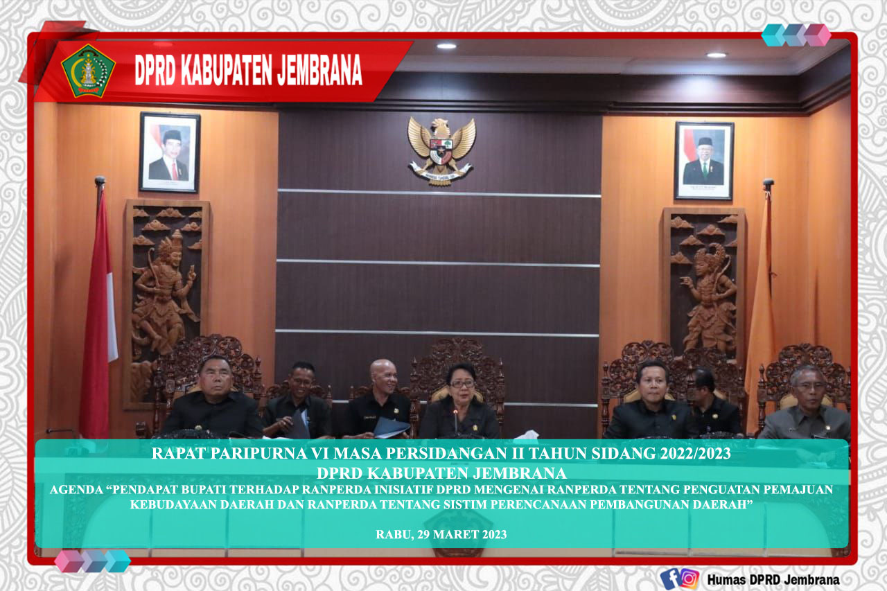 Cover Rapat Paripurna VI DPRD Kabupaten Jembrana Masa Persidangan II Tahun Sidang 2022/2023