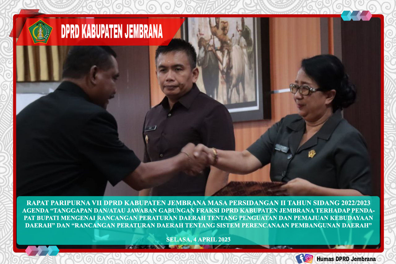 Cover Rapat Paripurna VII DPRD Kabupaten Jembrana Masa Persidangan II Tahun Sidang 2022/2023