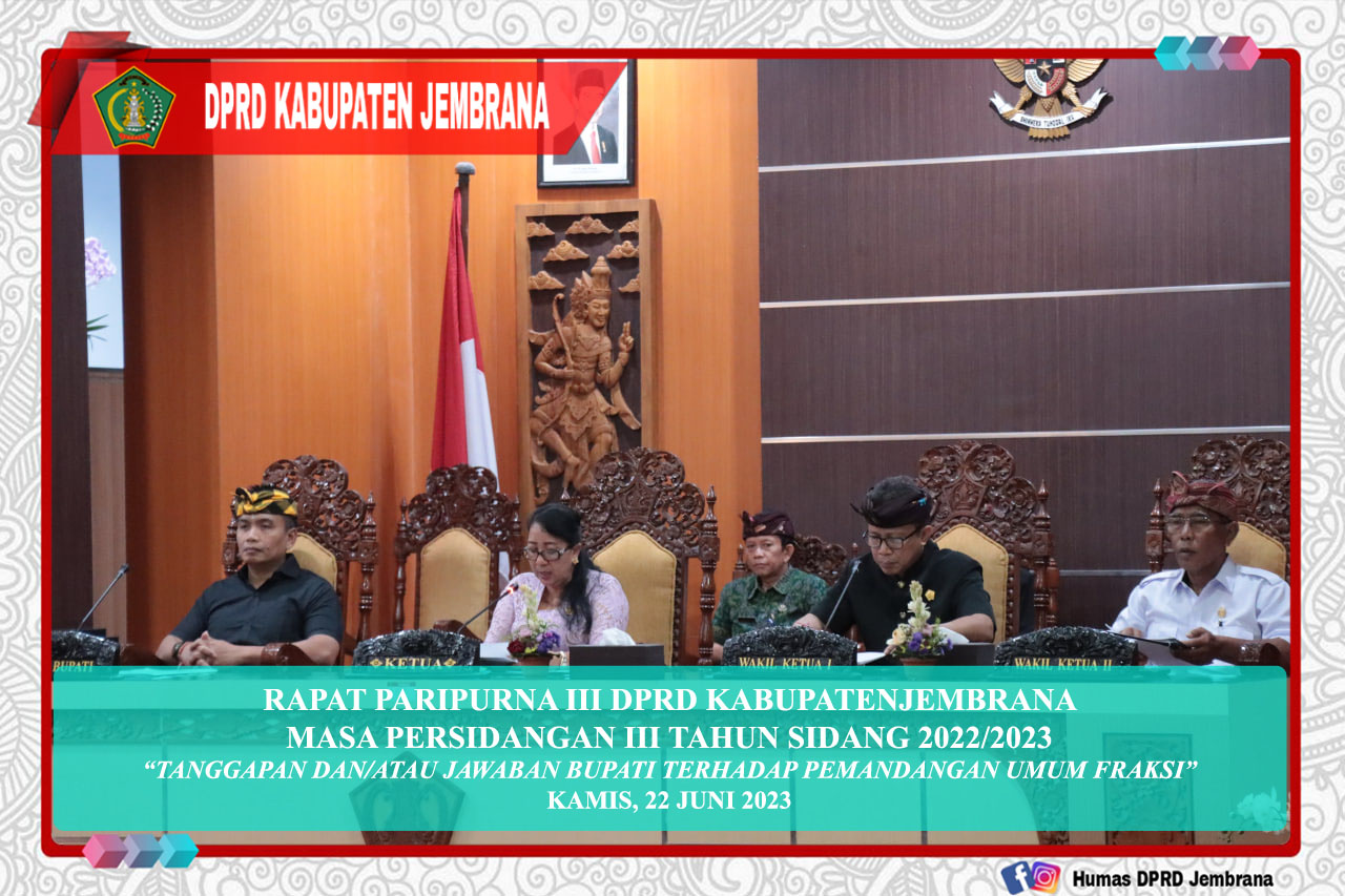 Cover Rapat Paripurna III Masa Persidangan III Tahun Sidang 2022/2023