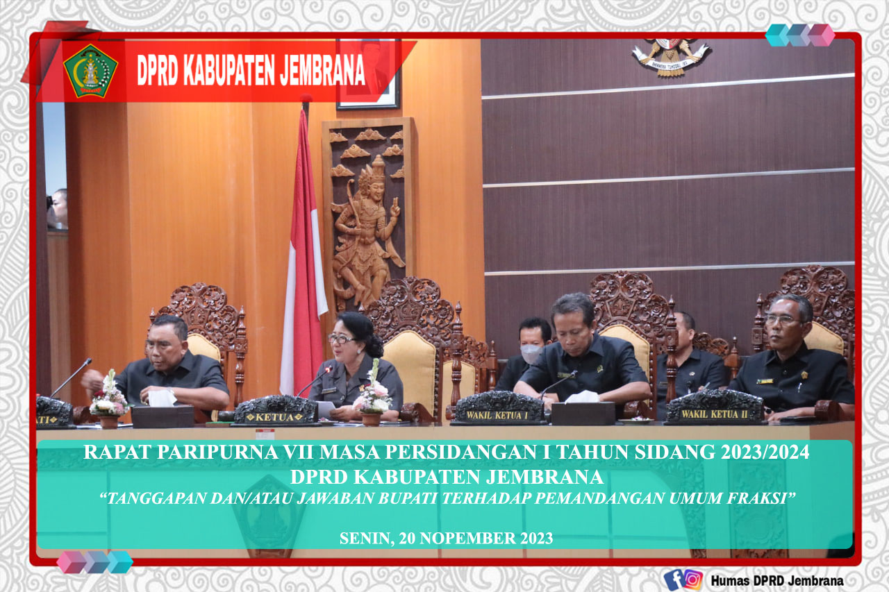 Cover DPRD Jembrana Gelar Rapat Paripurna VII Masa Persidangan I Tahun Sidang 2023/2024